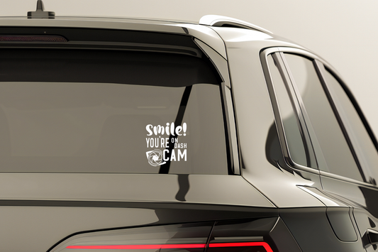 Smile You're On Dash Cam Vinyl Sticker